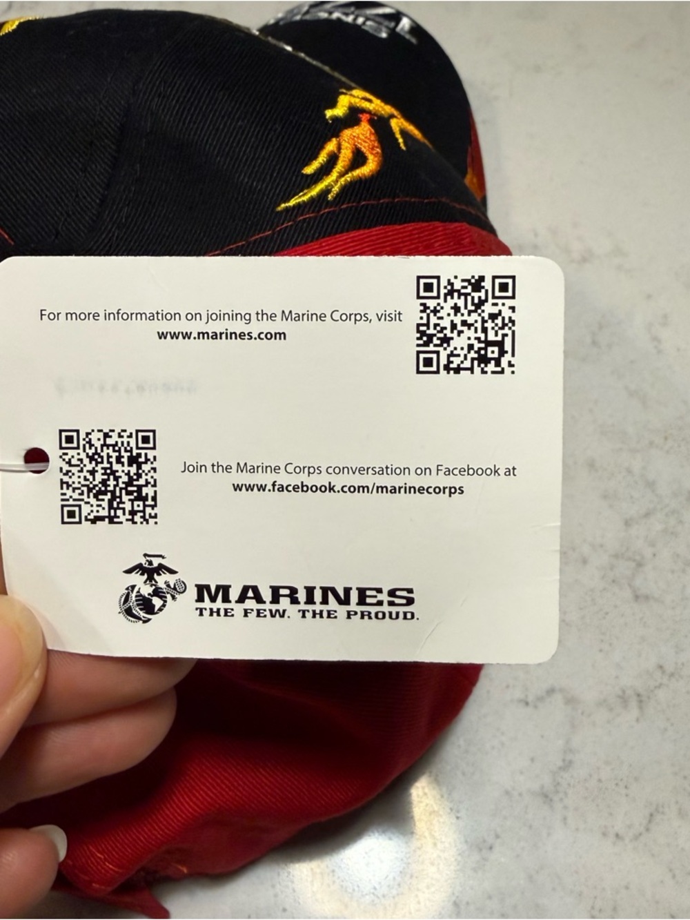 NWT-United States Marines Officially Licensed Flame Emblem Hat Black/Red - Picture 9 of 9